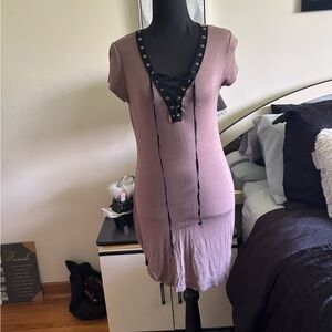 Lace-Up Mauve Dress